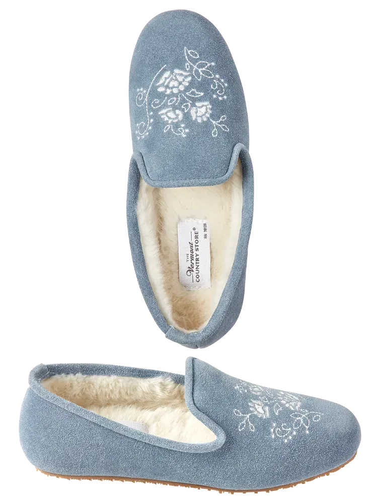 Women's Embroidered Suede Ballet Slippers
