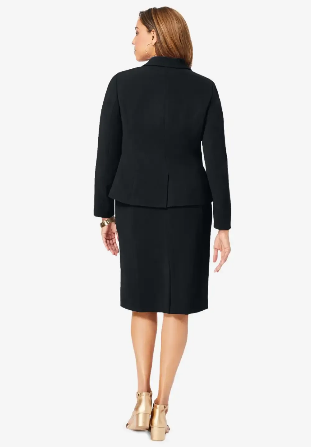 2-Piece Stretch Crepe Single-Breasted Jacket Dress