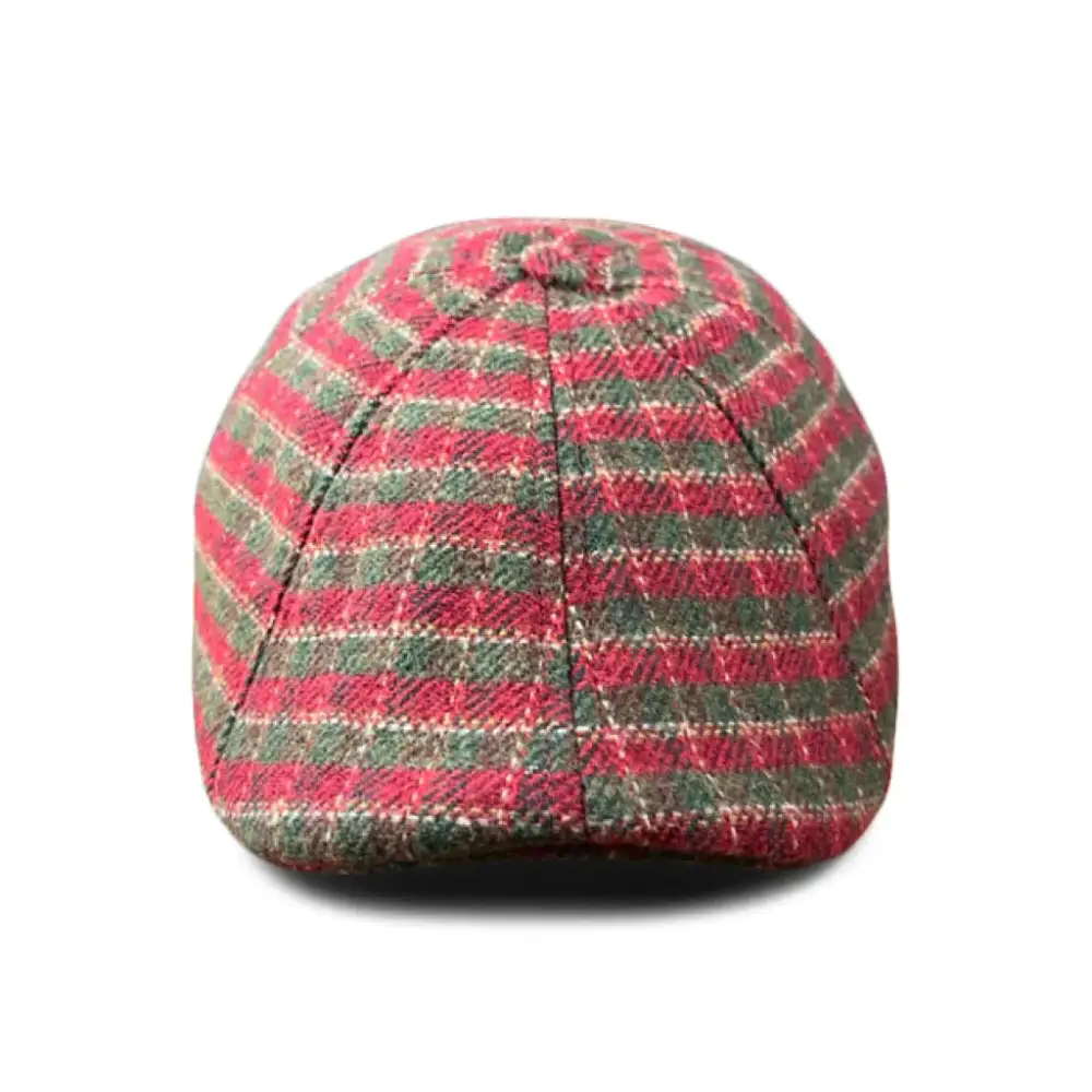 The Wonderland Boston Scally Cap - Red & Green Plaid