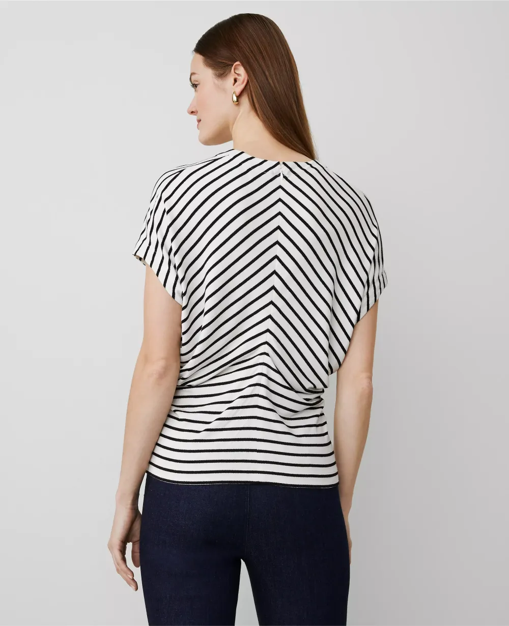 Striped Bias Cap Sleeve Top