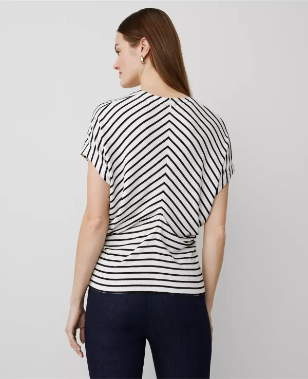 Striped Bias Cap Sleeve Top