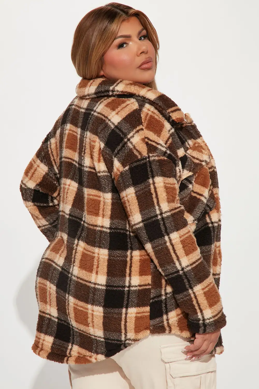 Feels Like Fall Sherpa Shacket - Camel/combo