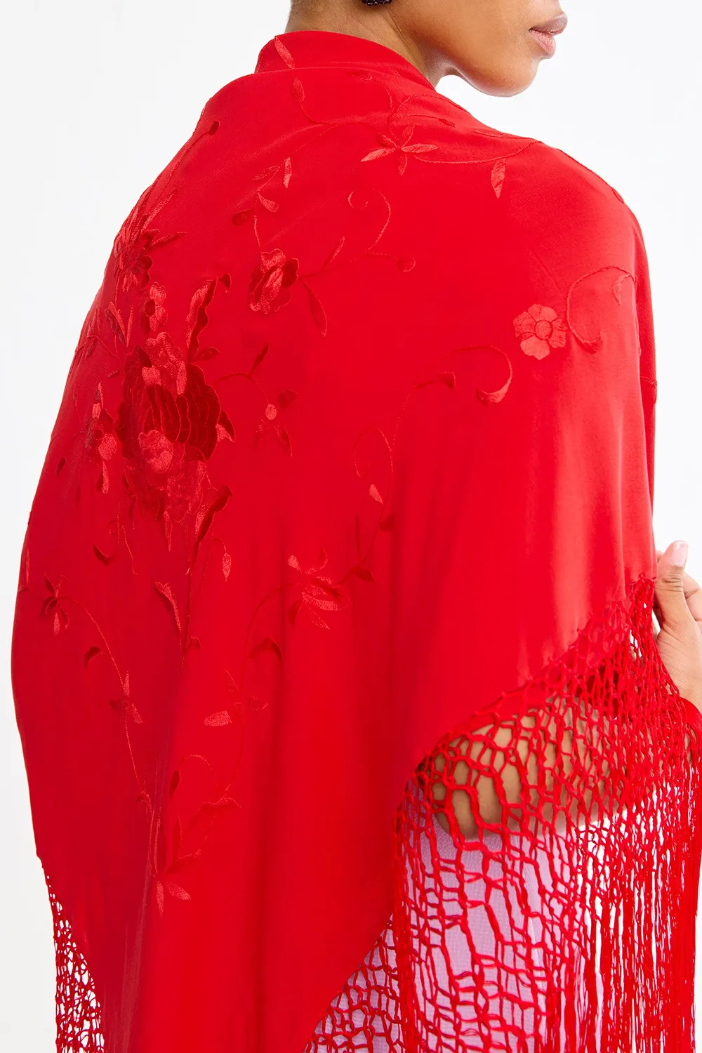 Red Silk Fabric Material Shawl