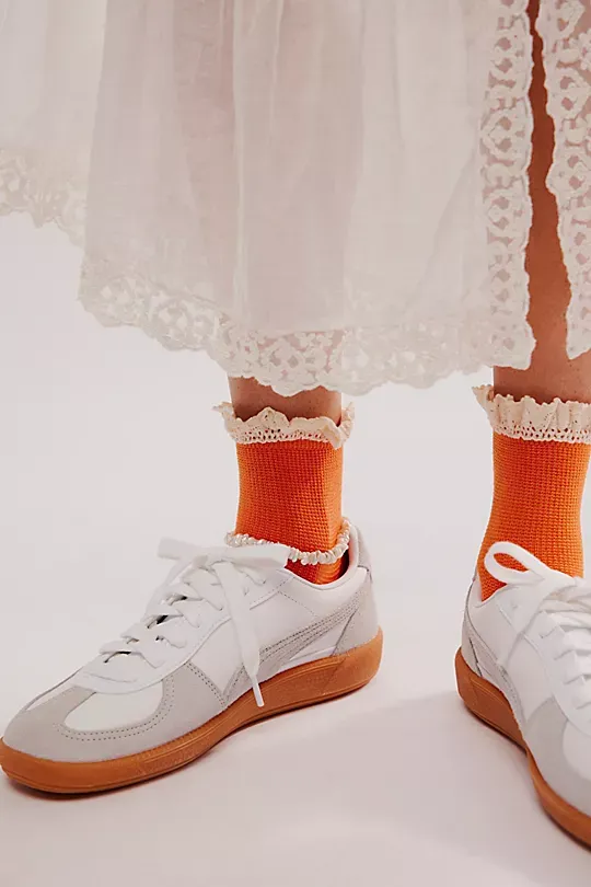 Waffle Knit Ankle Socks Purple