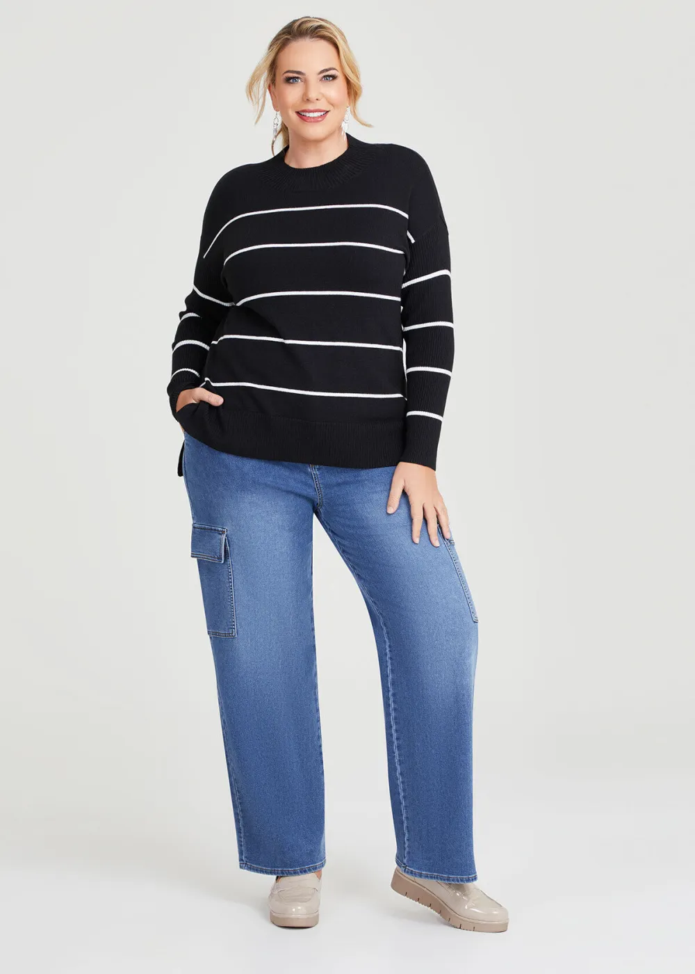 Cotton Cargo Wide Leg Jean