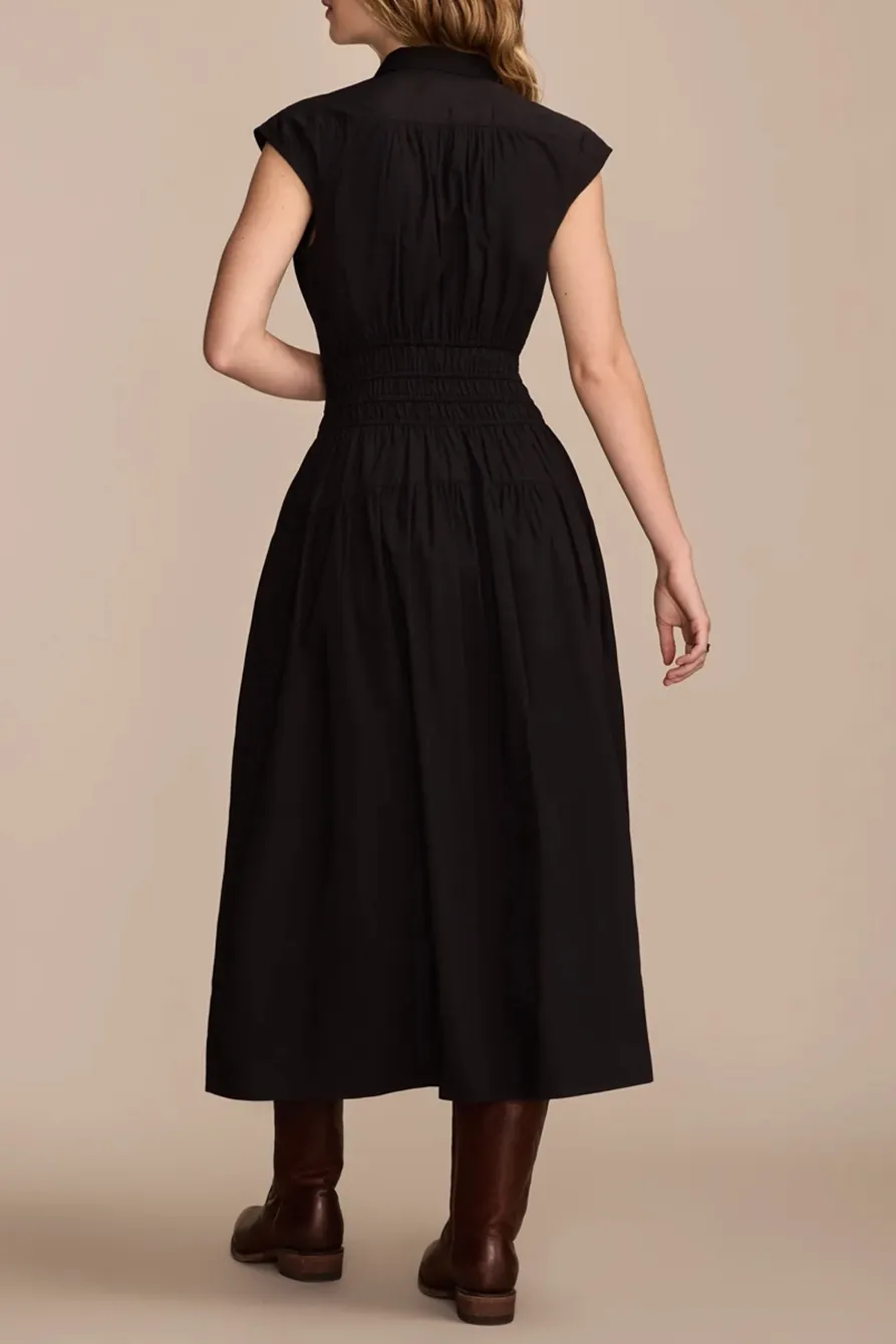 Caviar Smocked Dropped Waist Midi Dress