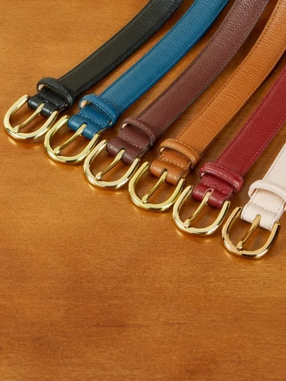 Women's Pebble-Grain Leather Dress Belt