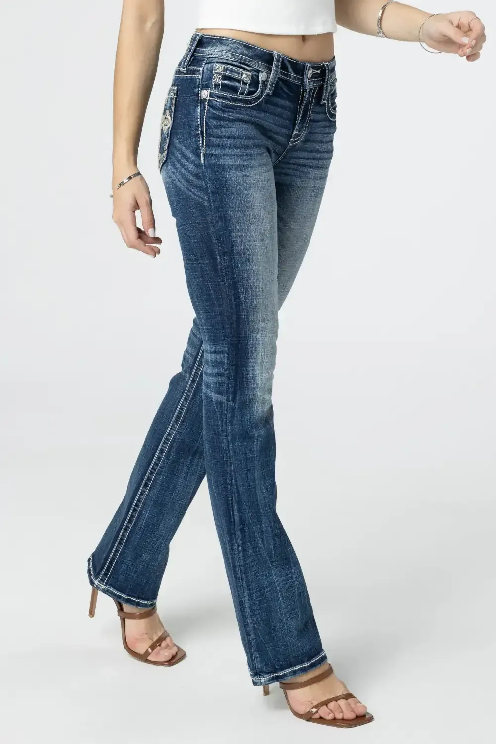 Aztec Embroidered Cross Bootcut Jeans
