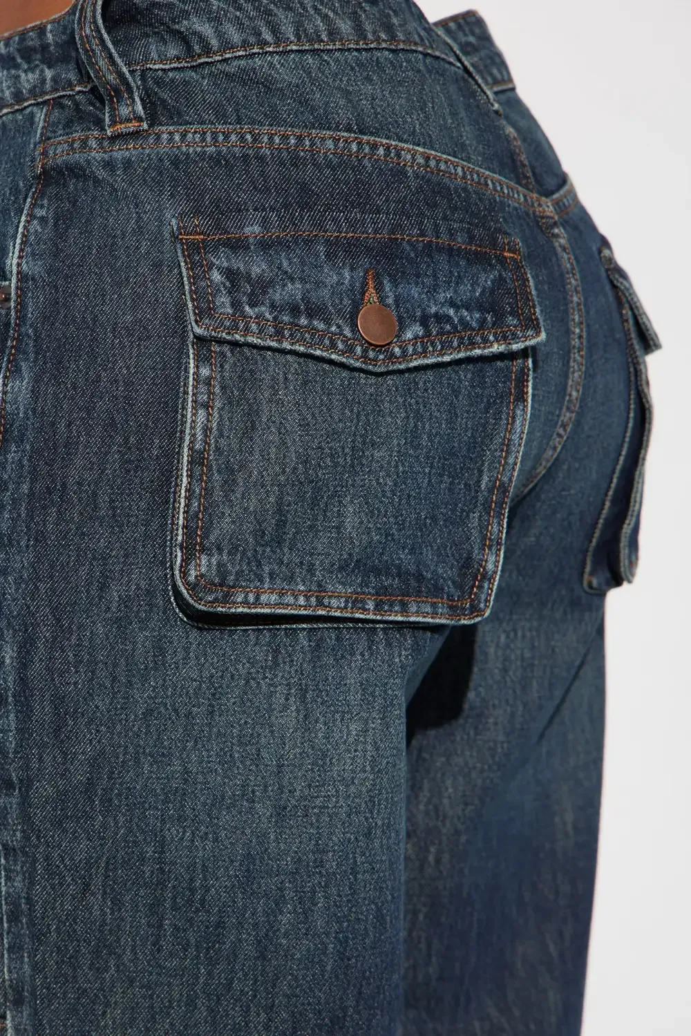 Get To It Tinted Non Stretch Wide Leg Jeans - Dark Wash