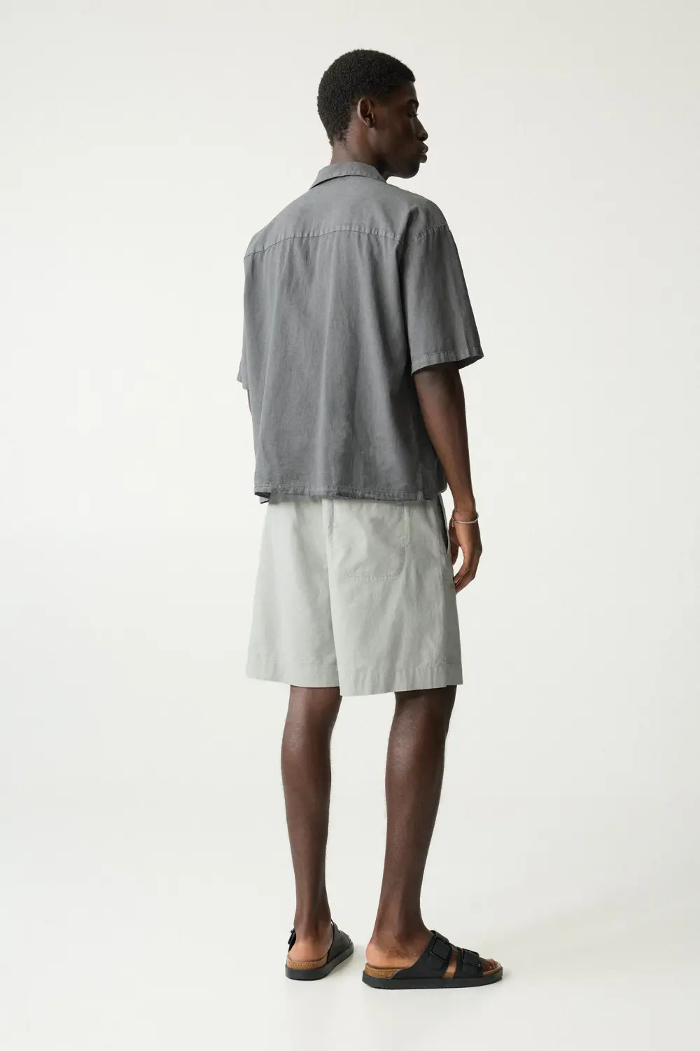 Linen blend jogger Bermuda shorts