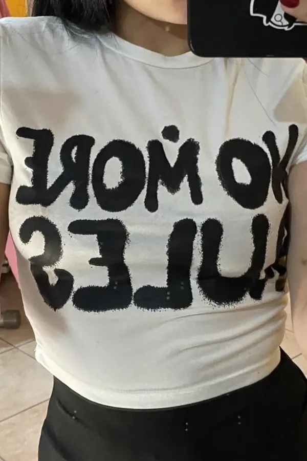 Ladies casual simple letter short sleeve T-shirt