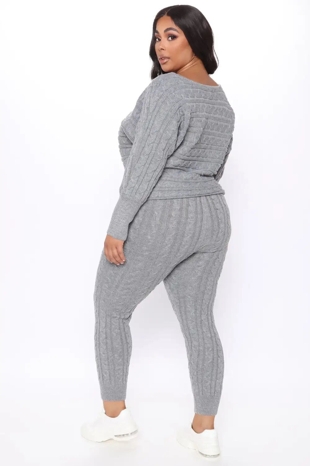 Got Me Chilled Down Sweater Set - Heather Grey