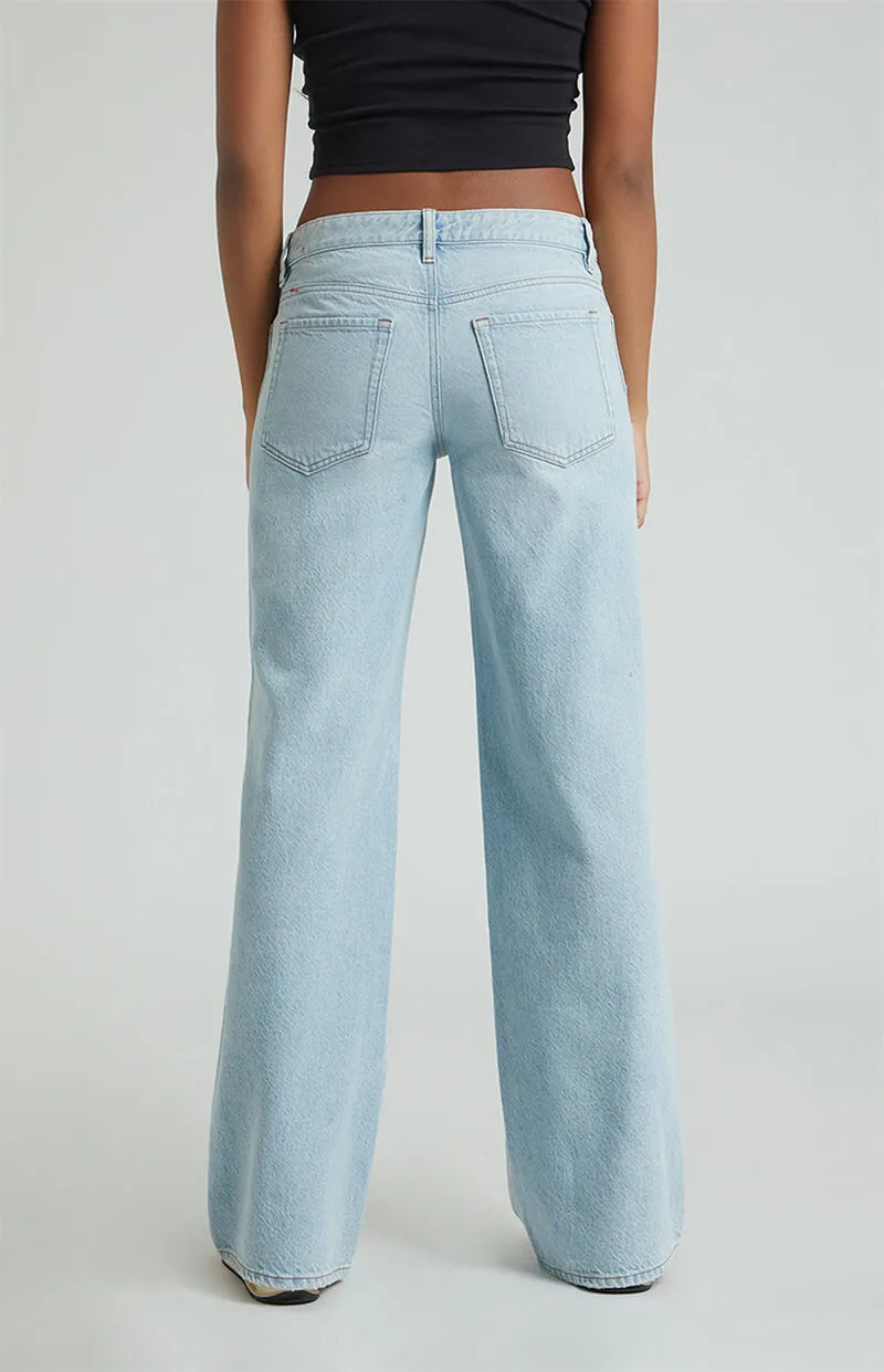 PacSun Casey Asymmetrical Low Rise Baggy Jeans Light Indigo