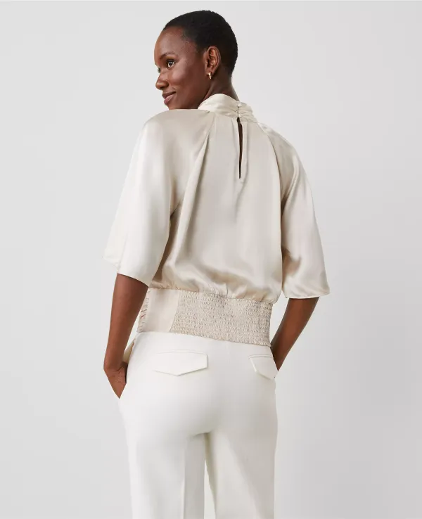 Studio Collection Silk Mock Neck Top