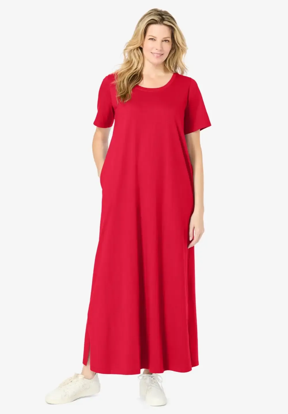 Perfect Short-Sleeve Scoopneck Maxi Tee Dress