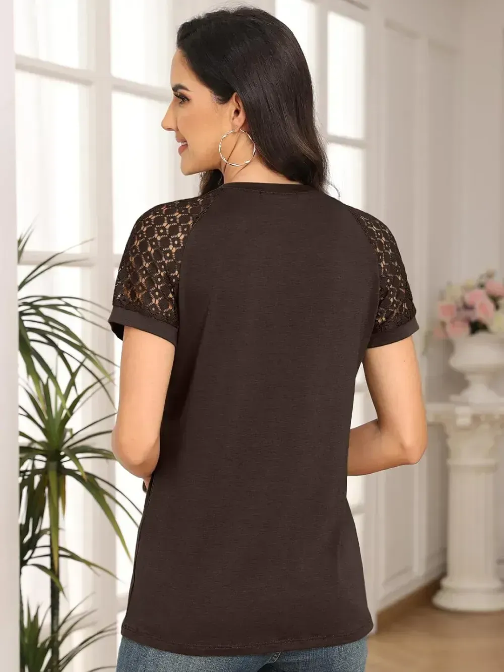 AUTOMET Womens Tshirts Trendy Fashion Tops Lace Short Sleeve Business Tee Shirts Casual Knitted Blouses Summer Outfits 2024