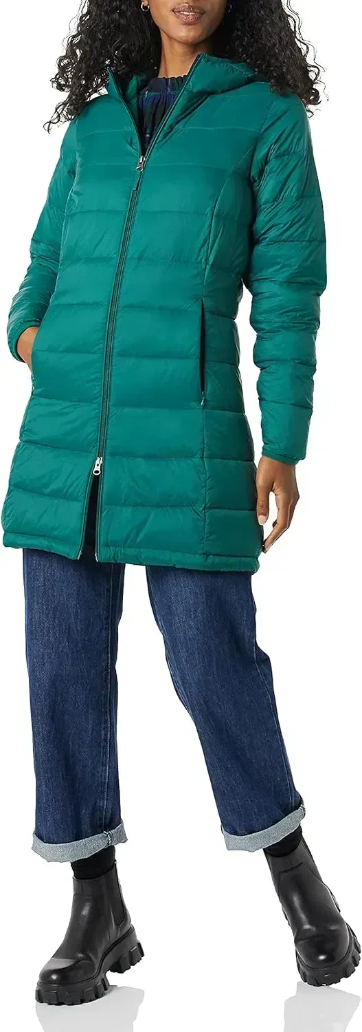 Women's Lightweight Water-Resistant Hooded Puffer Coat (Available in Plus Size)