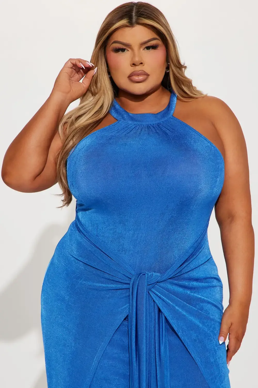 Layla Draped Maxi Dress - Blue
