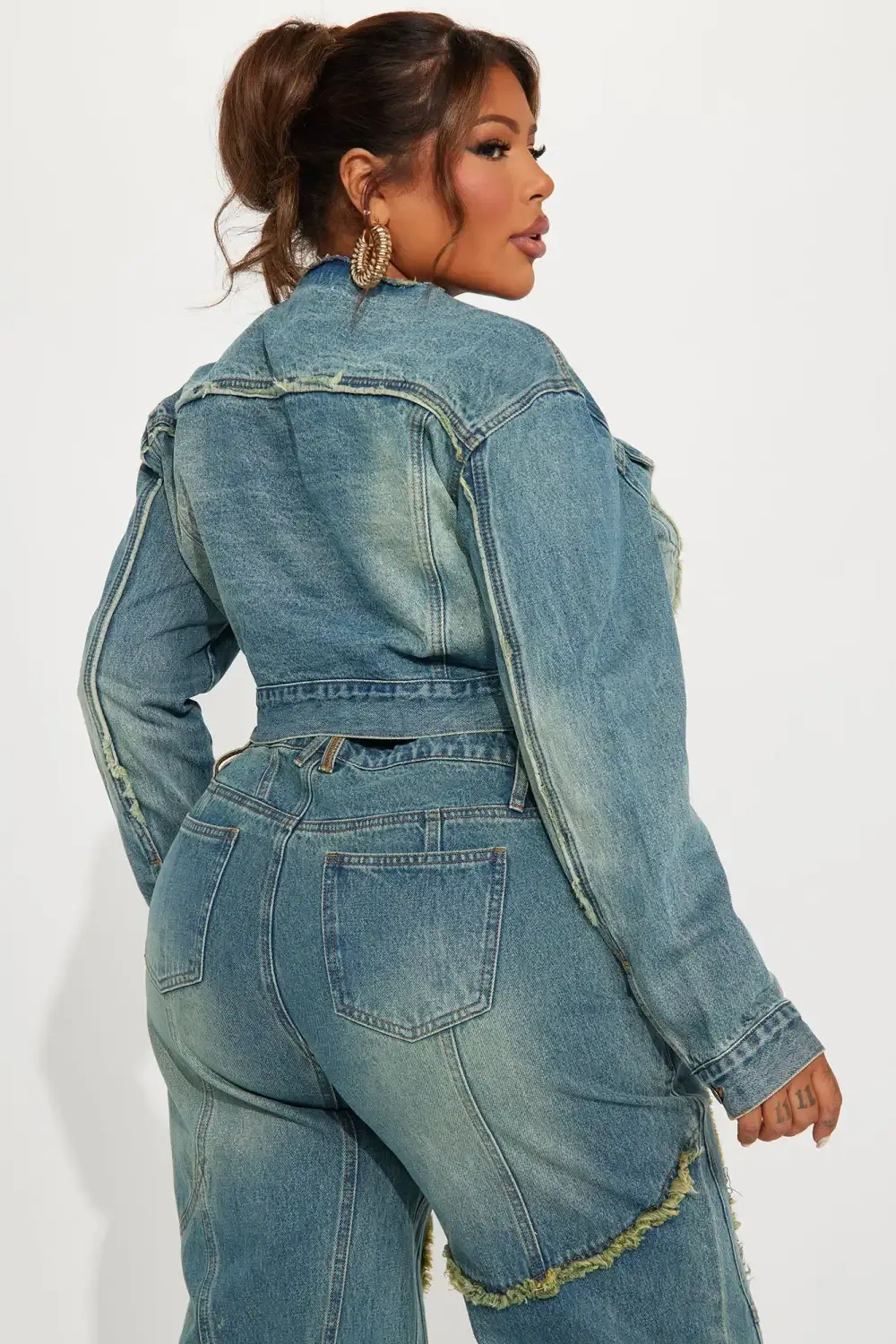 Belmont Tinted Crop Denim Jacket - Medium Wash