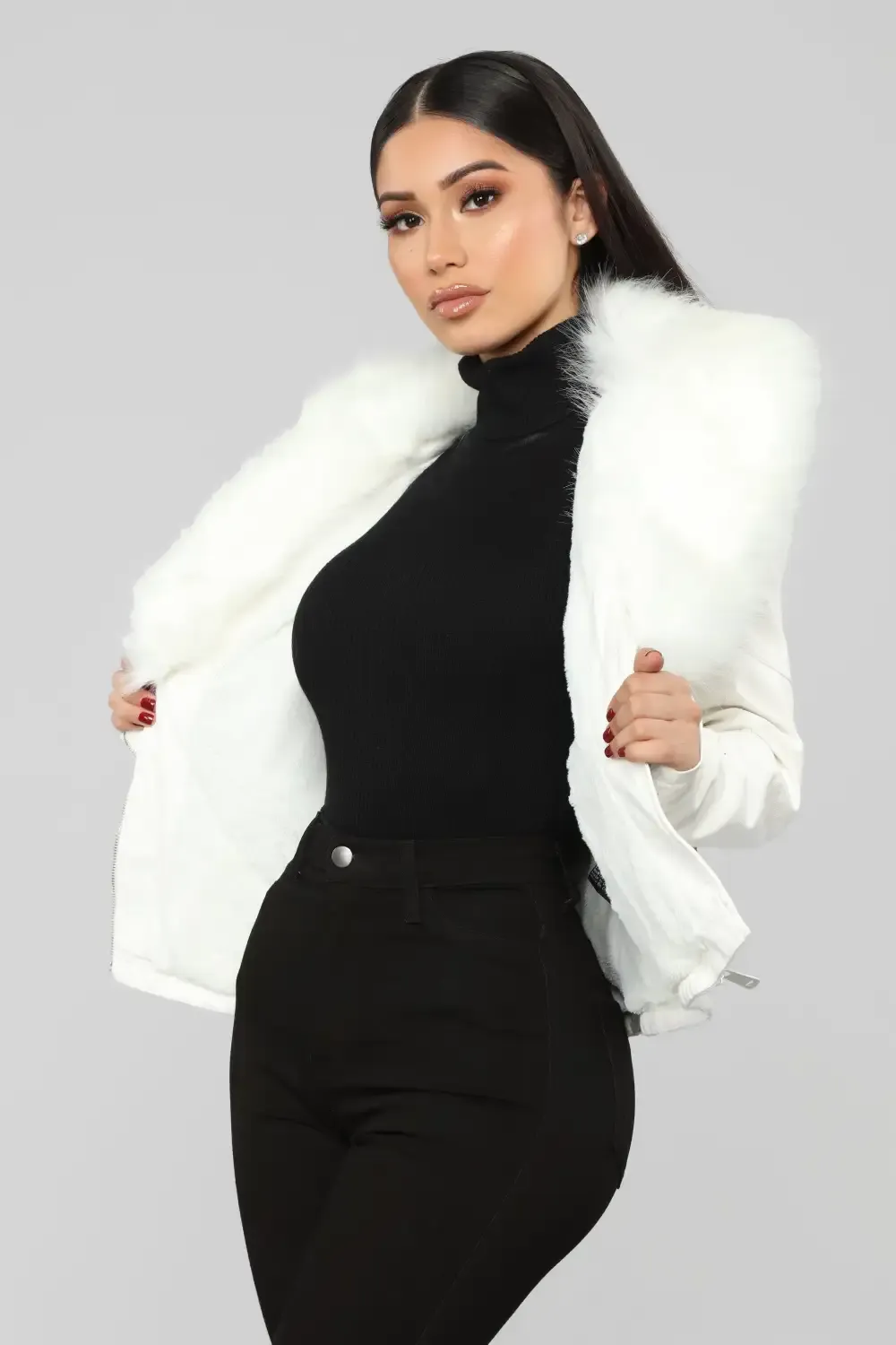 Elsa Faux Leather Jacket - White