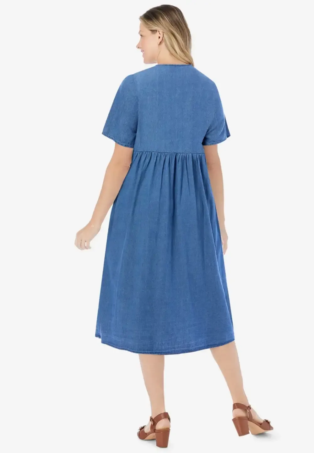 Short-Sleeve Denim Dress