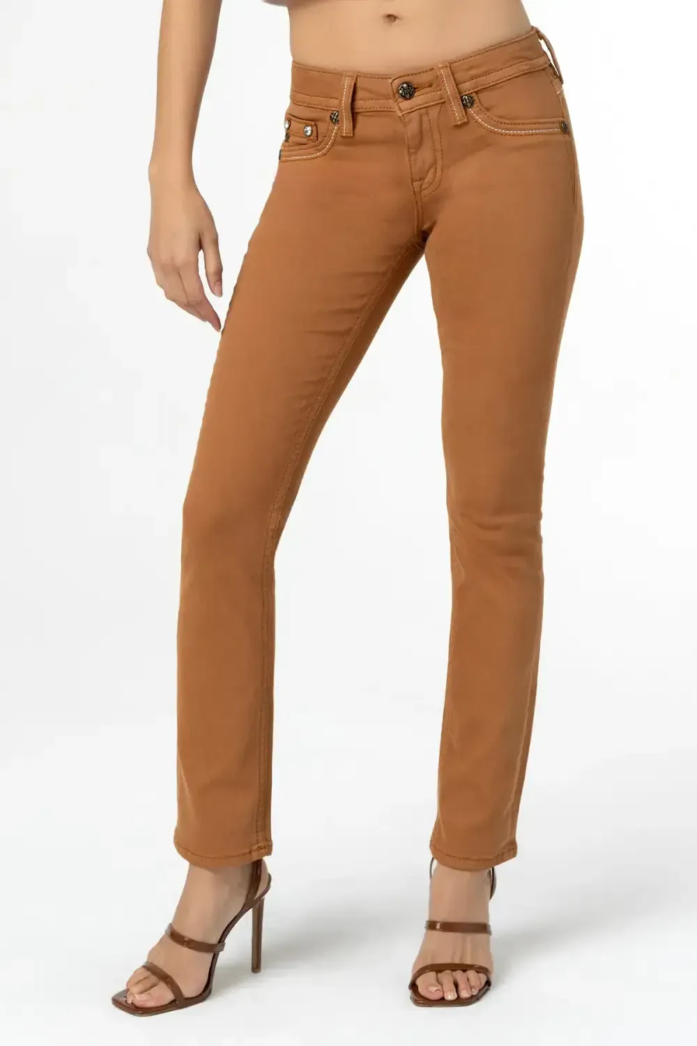 Camel Cross Stitch Straight Jeans