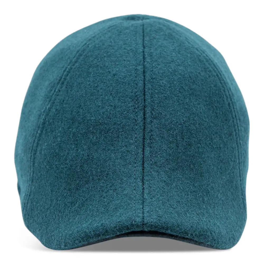 The Kenmore Boston Scally Cap - Slate Blue and Black Leather Brim