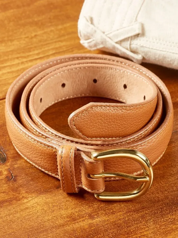 Women's Pebble-Grain Leather Dress Belt