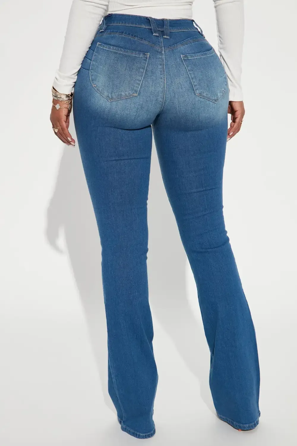 Bring It Down Flare Jeans - Medium Blue Wash
