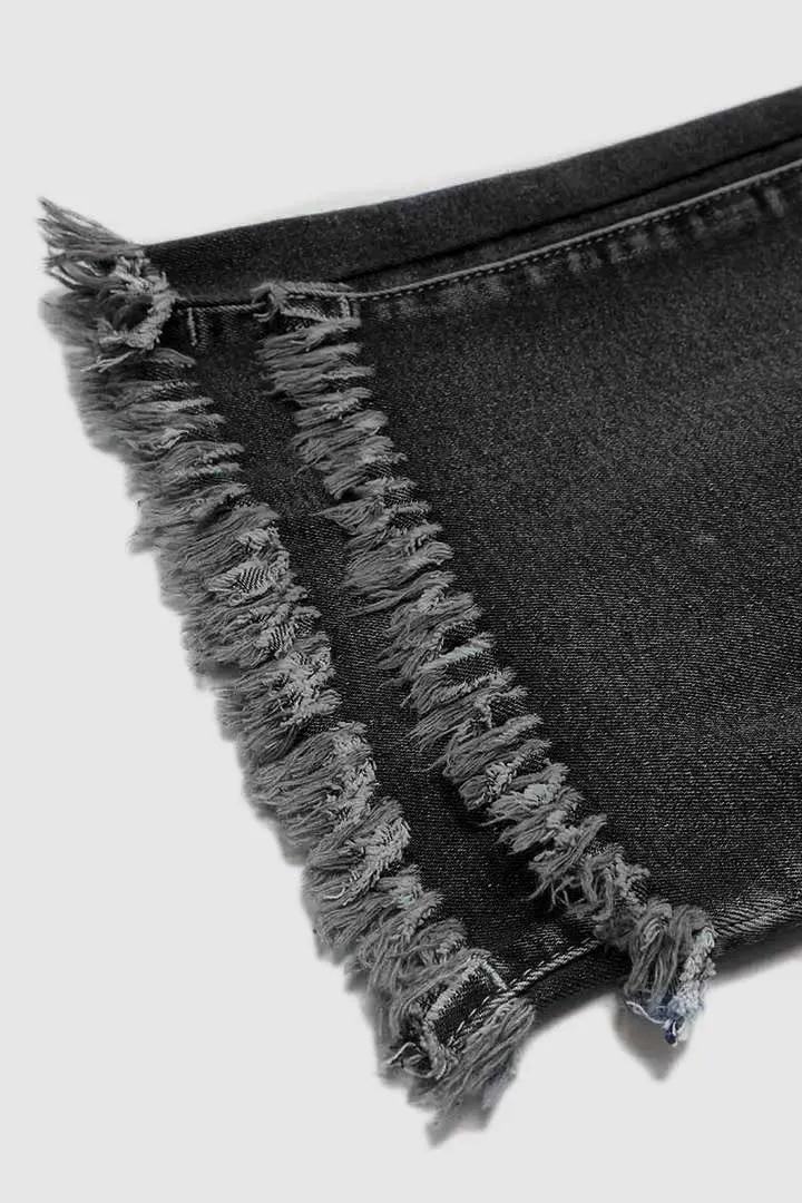 Wash Raw Hem Ripped Mid Rise Barrel Leg Jeans