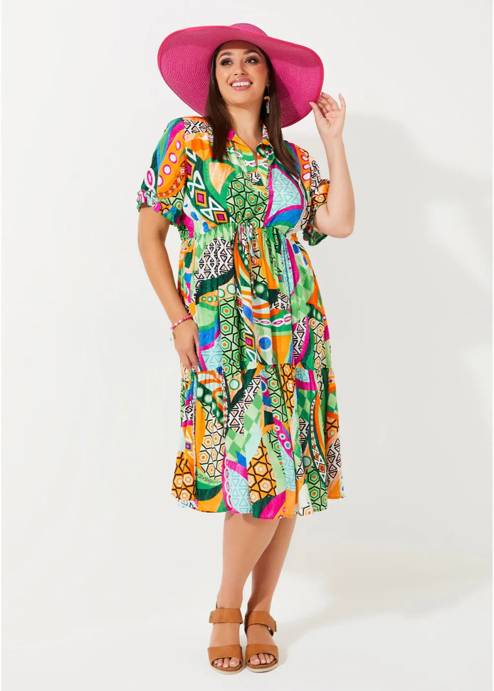 Retro Natural Tier Dress