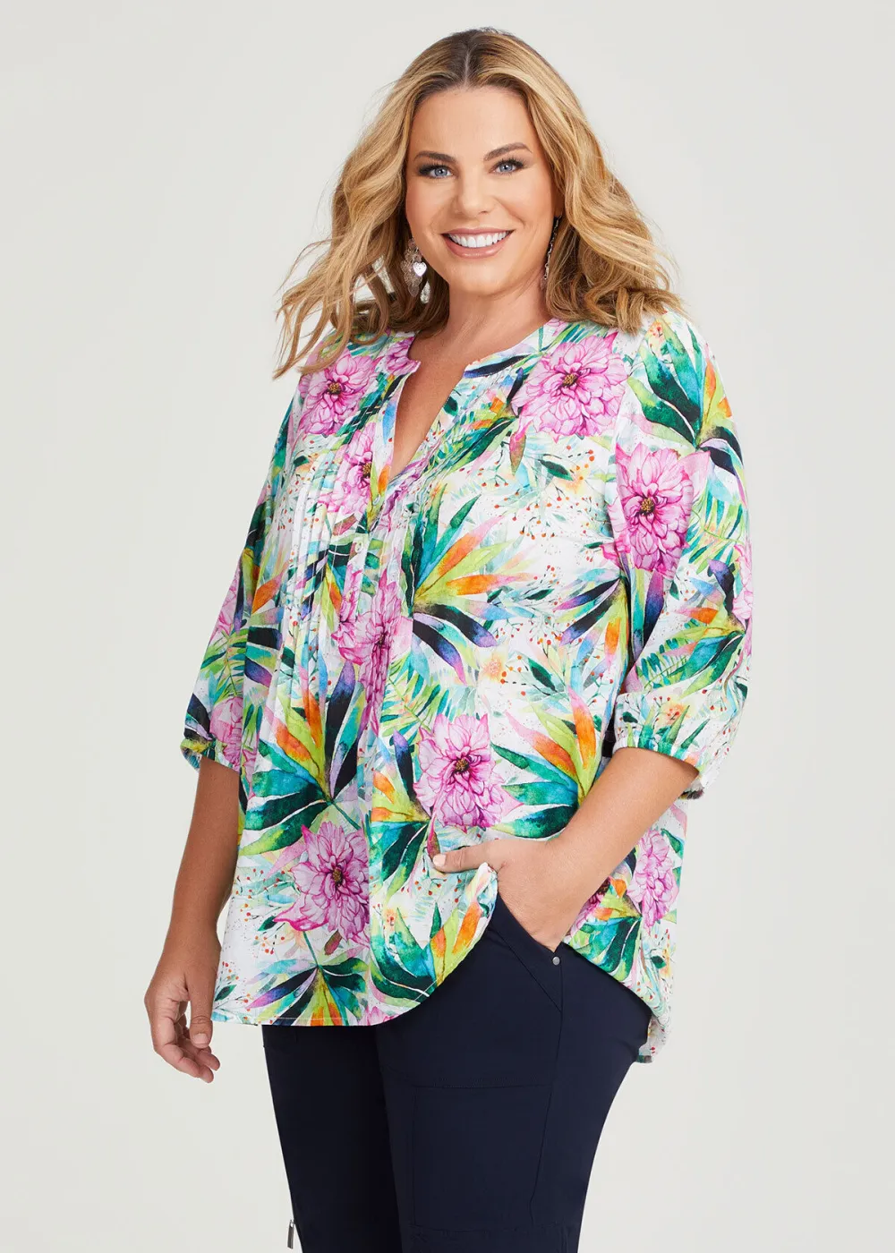 Cotton Tropics Pintuck Top