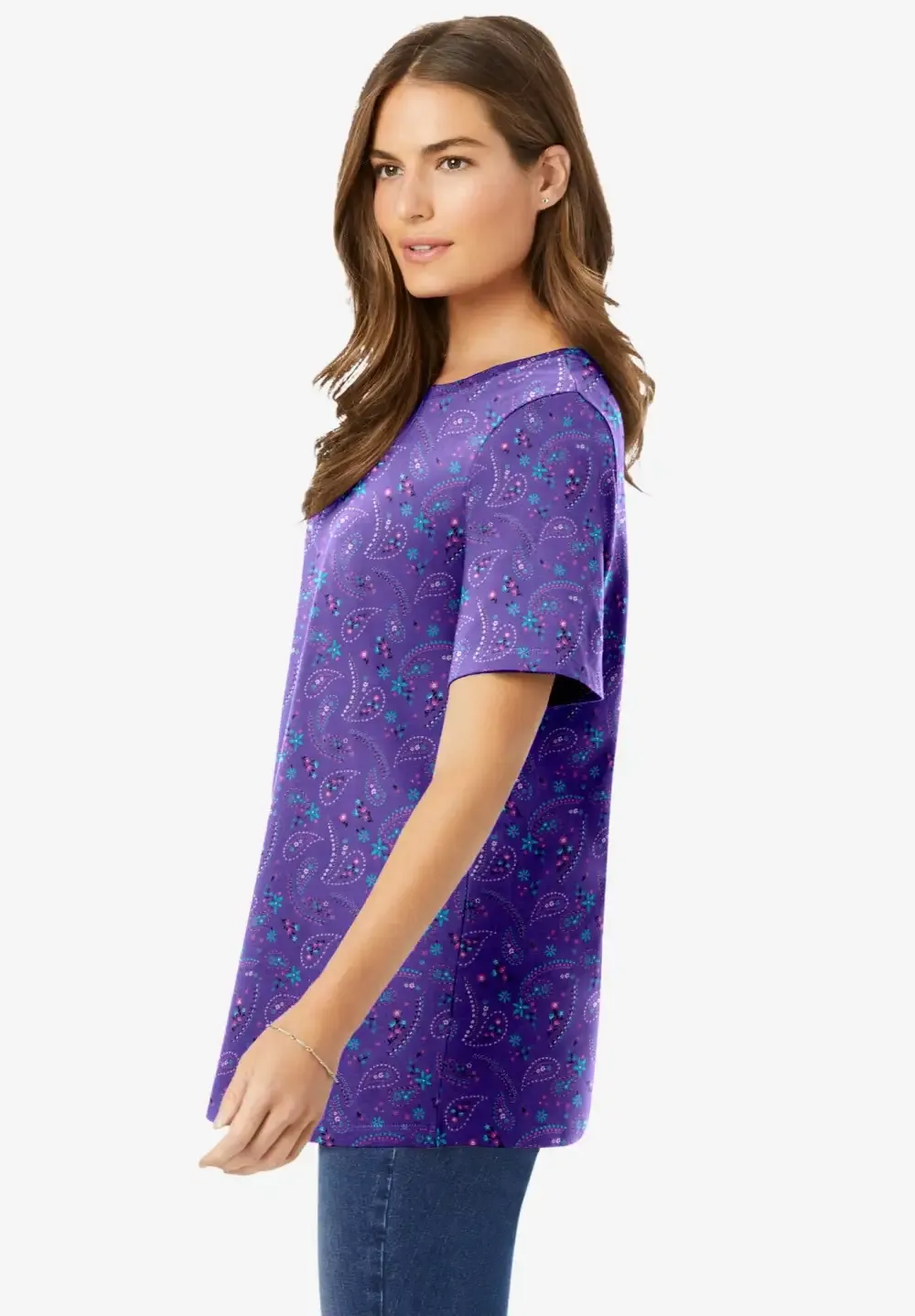 Perfect Printed Short-Sleeve Crewneck Tee