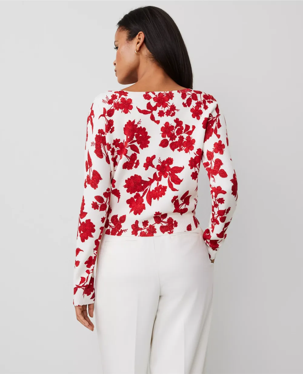 Tropical Slash Neck Sweater