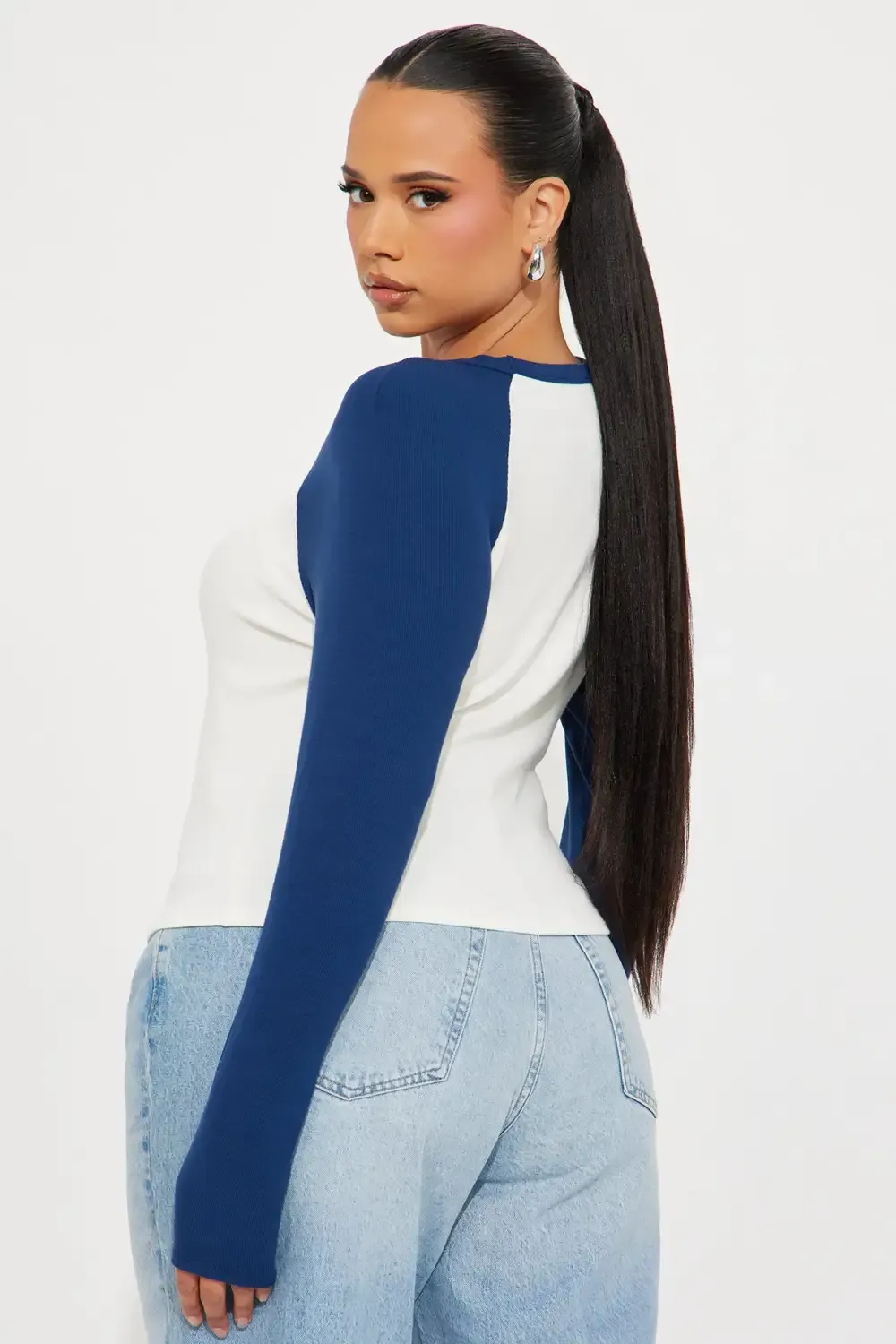 Kendra Raglan Top - Navy/combo