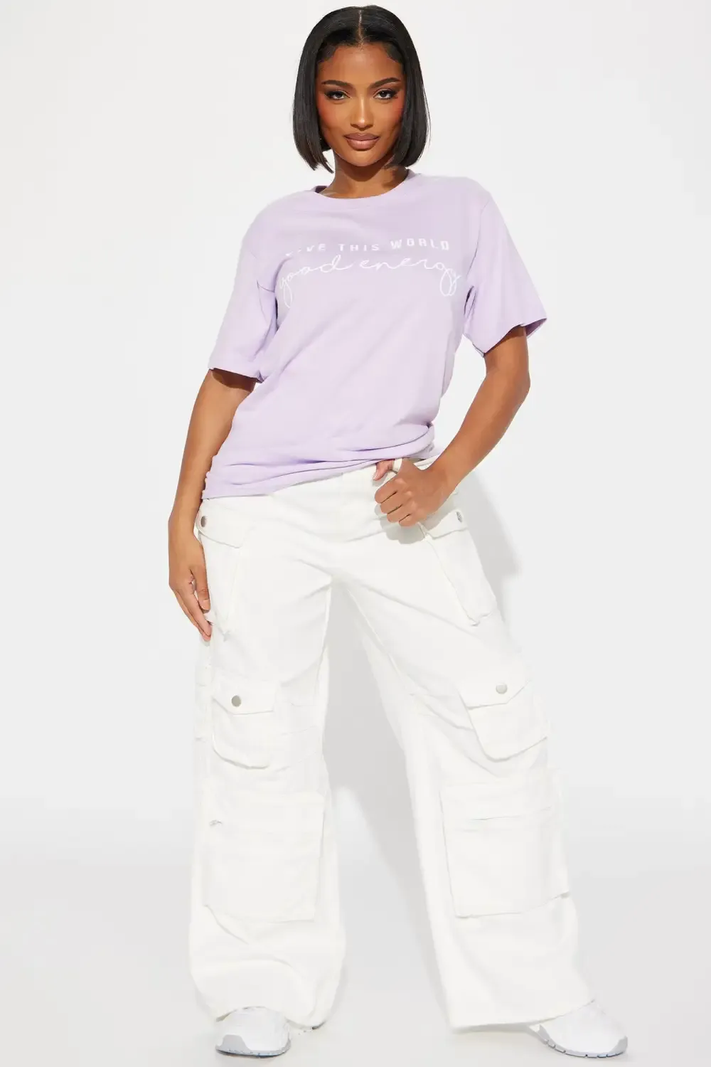 Give This World Good Energy Short Sleeve Tee - Lavender