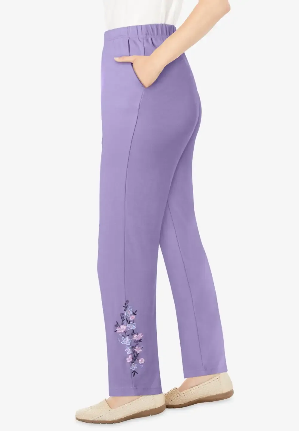 7-Day Embroidery Straight-Leg Pant
