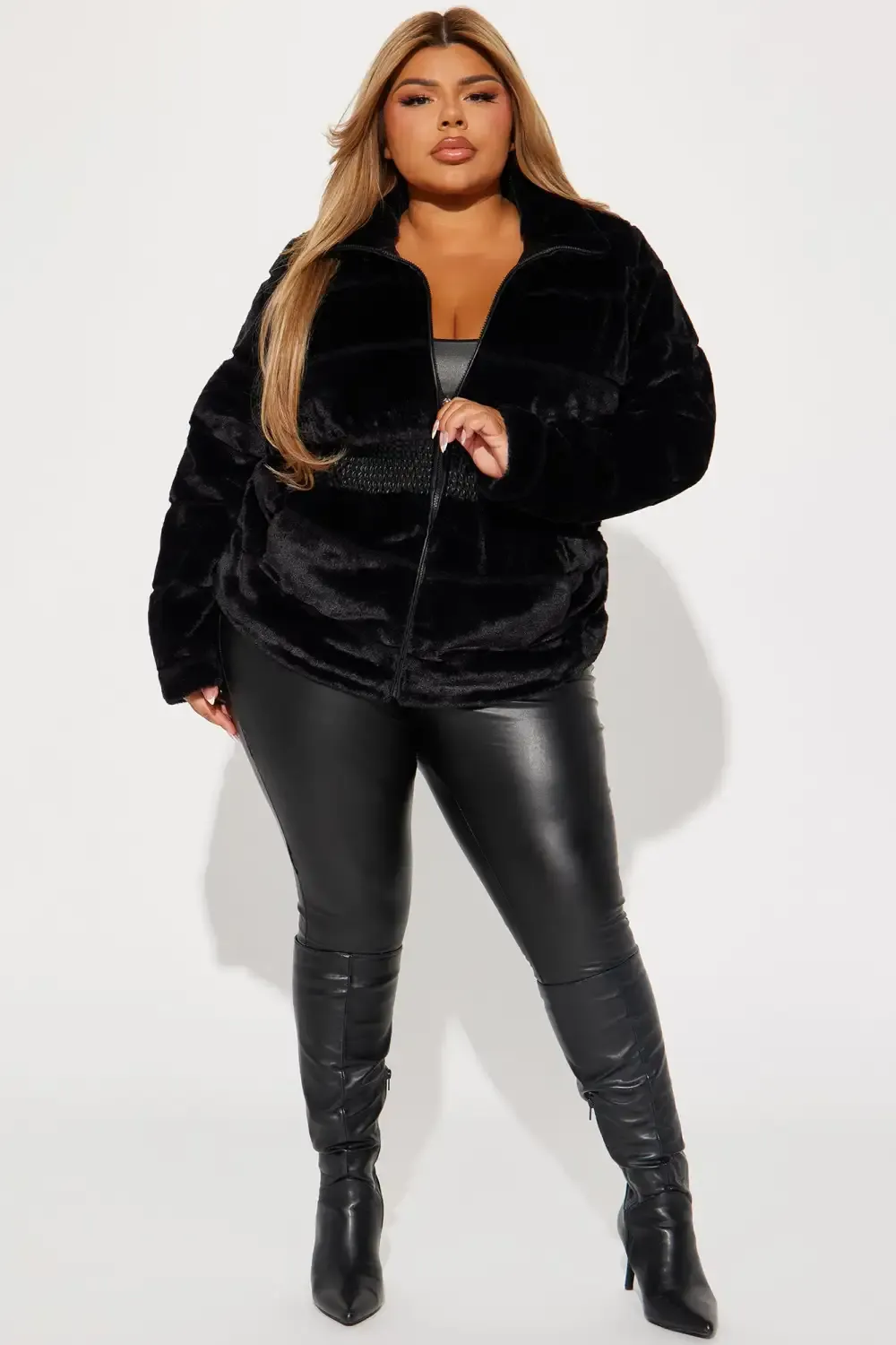 Stay Pressed Faux Fur Jack - Black