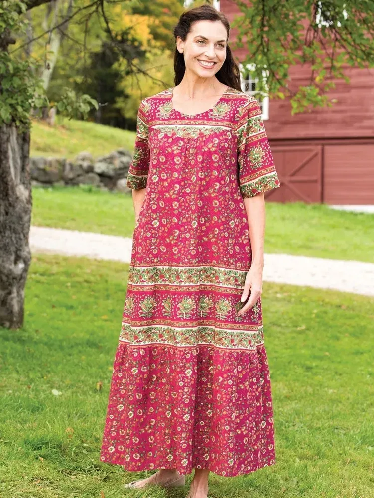 Mid-Calf Tiered Cotton Muumuu