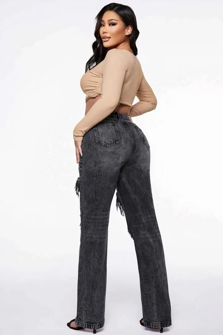 90s Vintage Cut Out High Waist Straight Leg Baggy Jeans