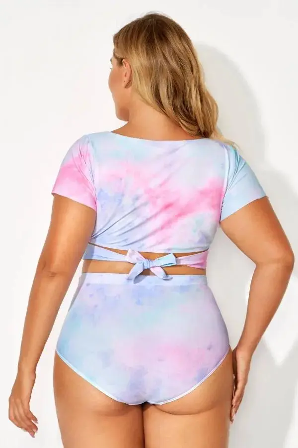 Tie Dye Printed V-neck Elegant Bikini Top