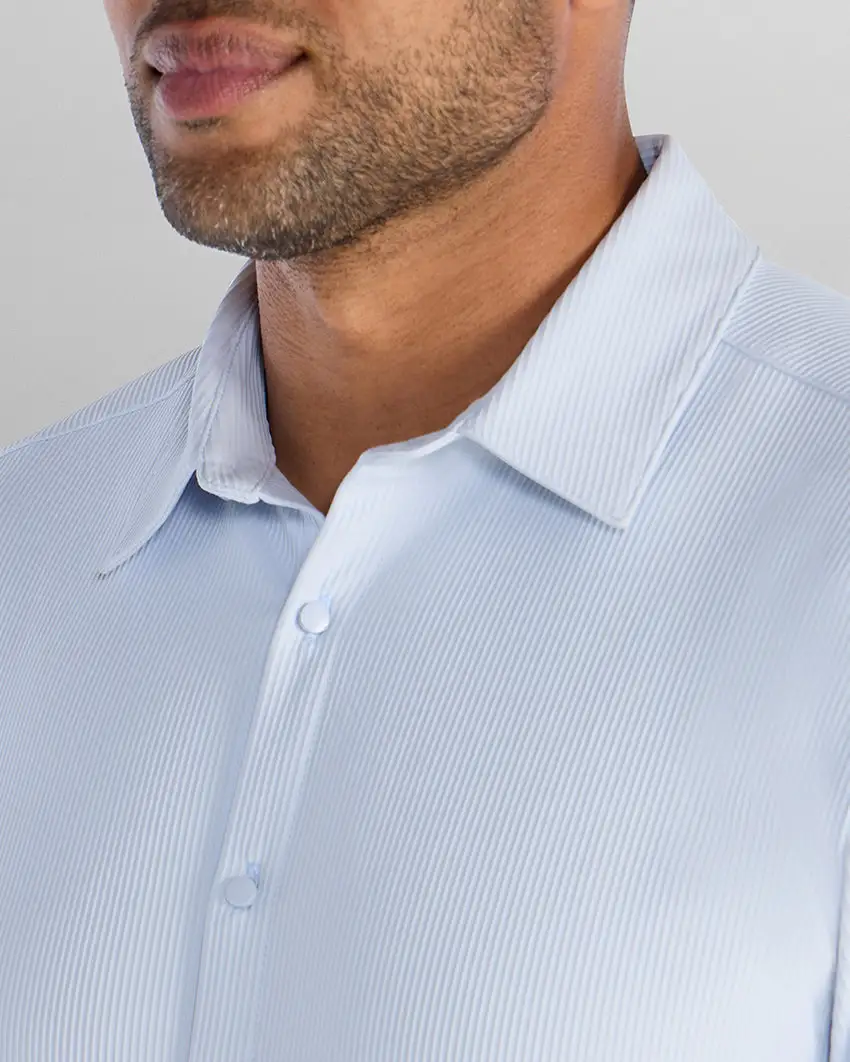 Ribbed+ Long Sleeve Button Down