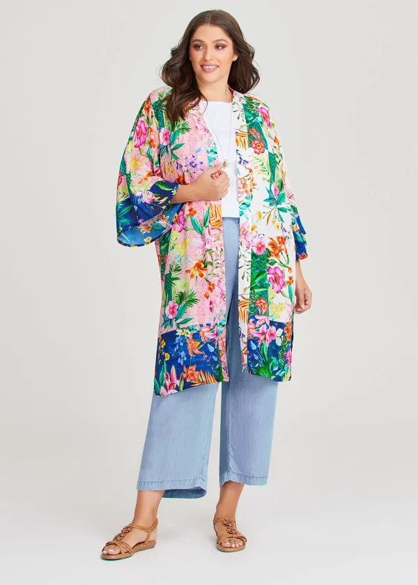 Natural Patchwork Floral Kimono
