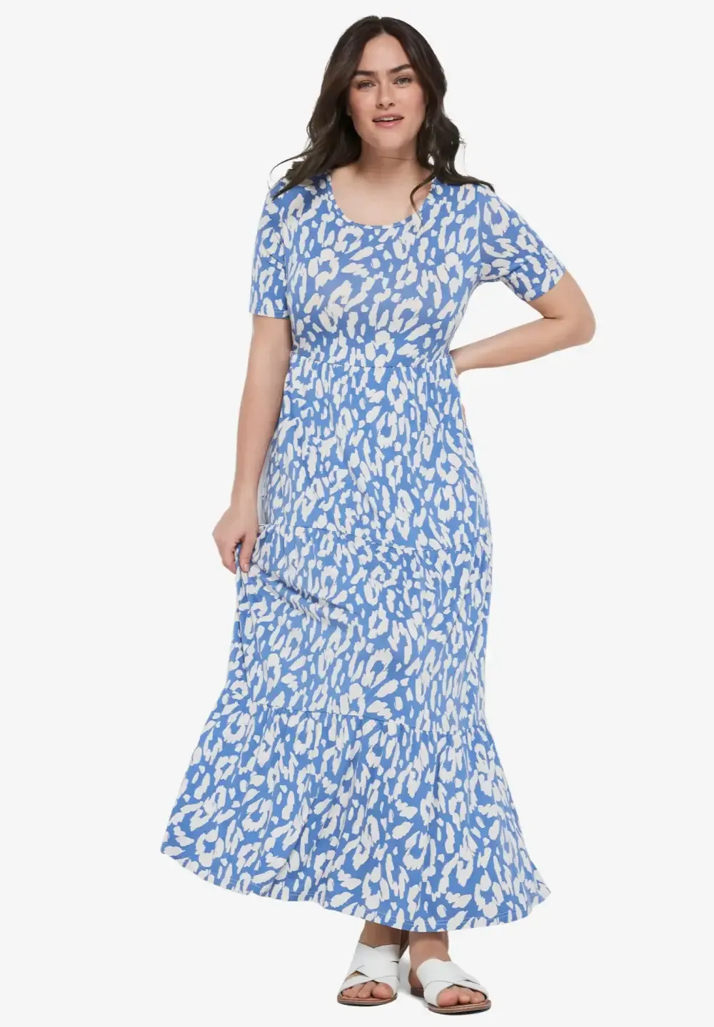 Short Sleeve Tiered Maxi Dress