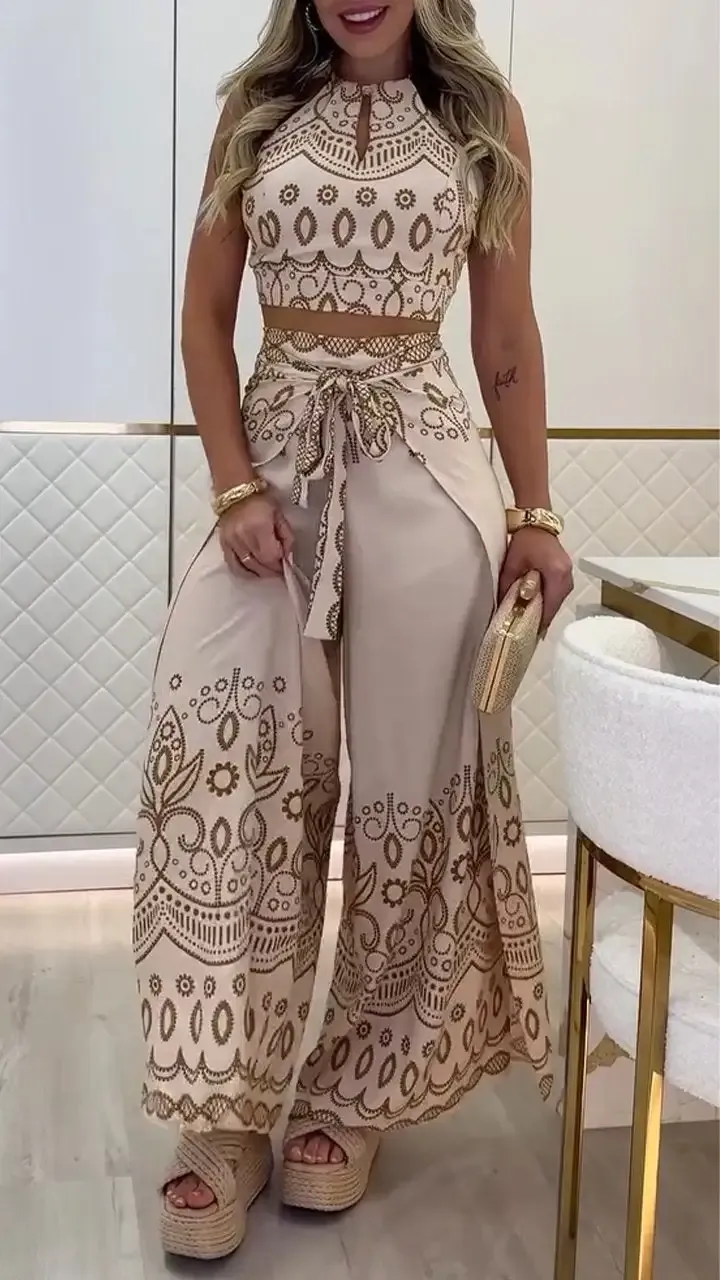 Women's Vintage Printed Holiday Casual Three-Piece Suits