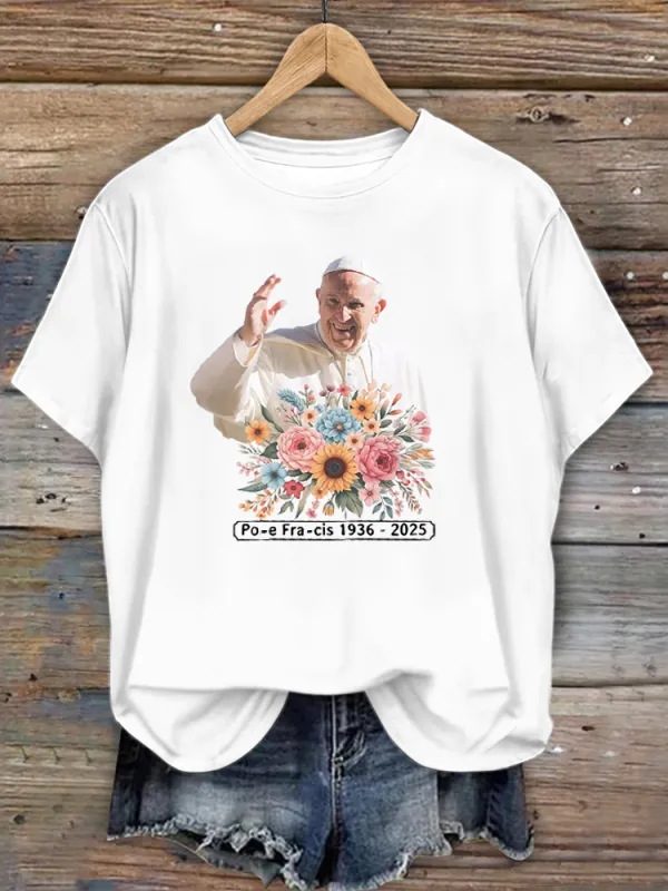 Women's Rip 1936-2025 Print Short Sleeve Round Neck Cotton T-Shirt