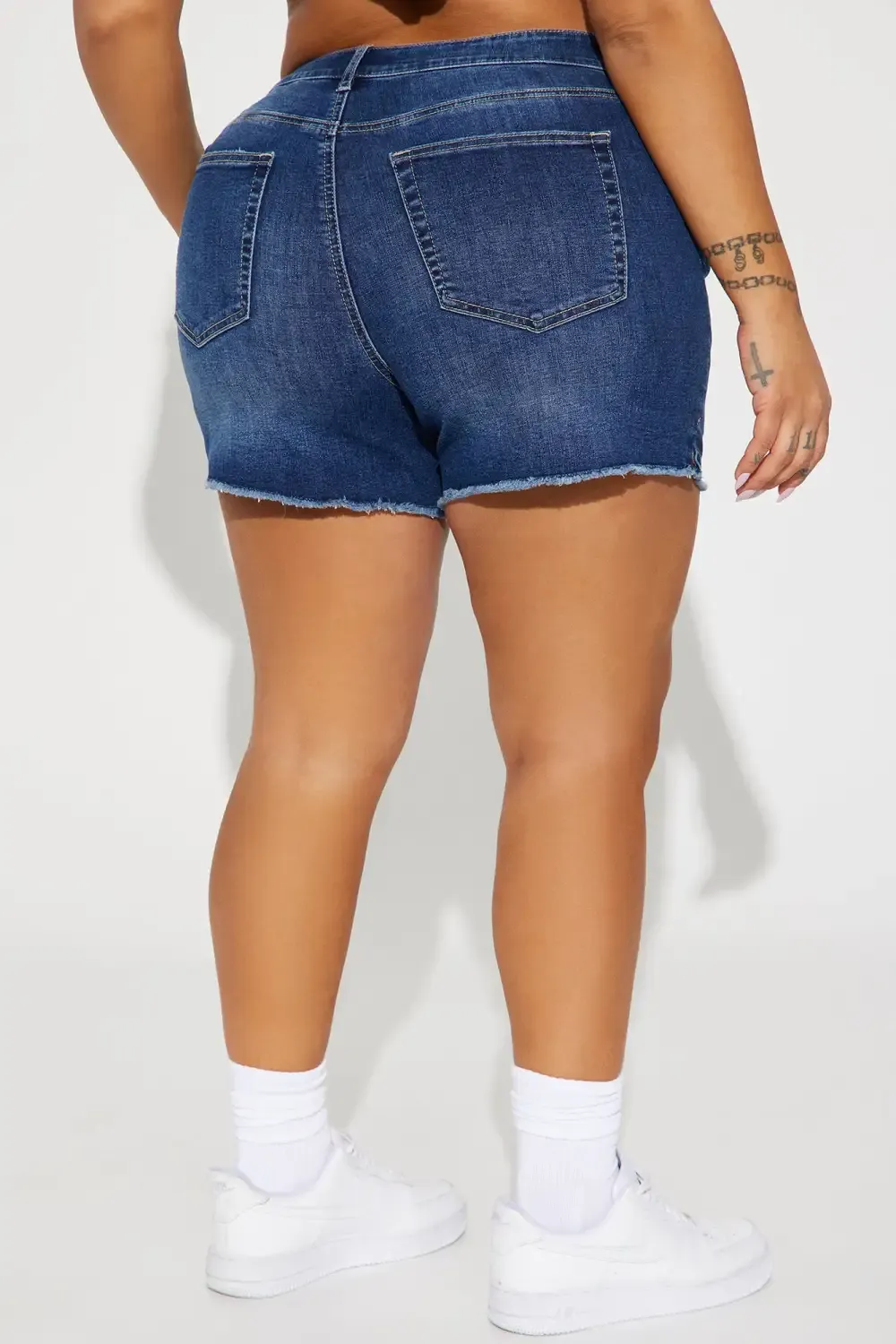 On My Good Side Stretch Denim Shorts - Dark Wash