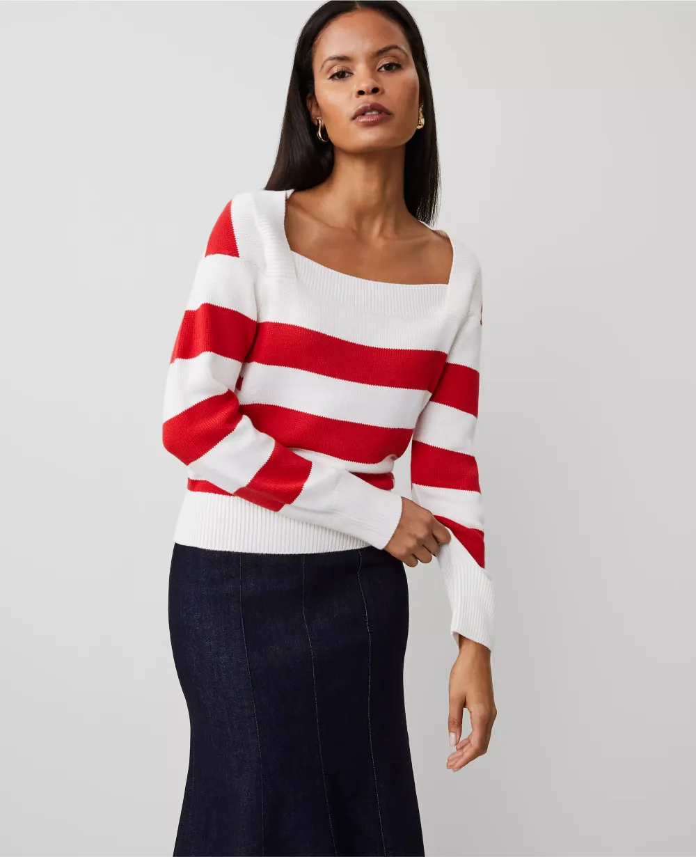 Striped Envelope Neck Sweater