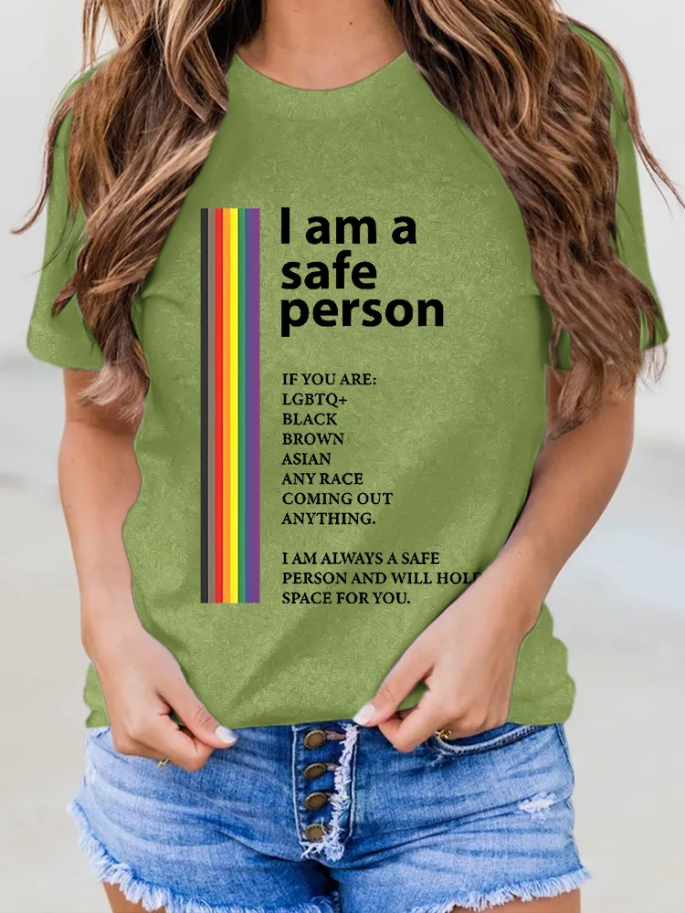Women'S I Am A Safe Person Round-Neck Short-Sleeved T-Shirt