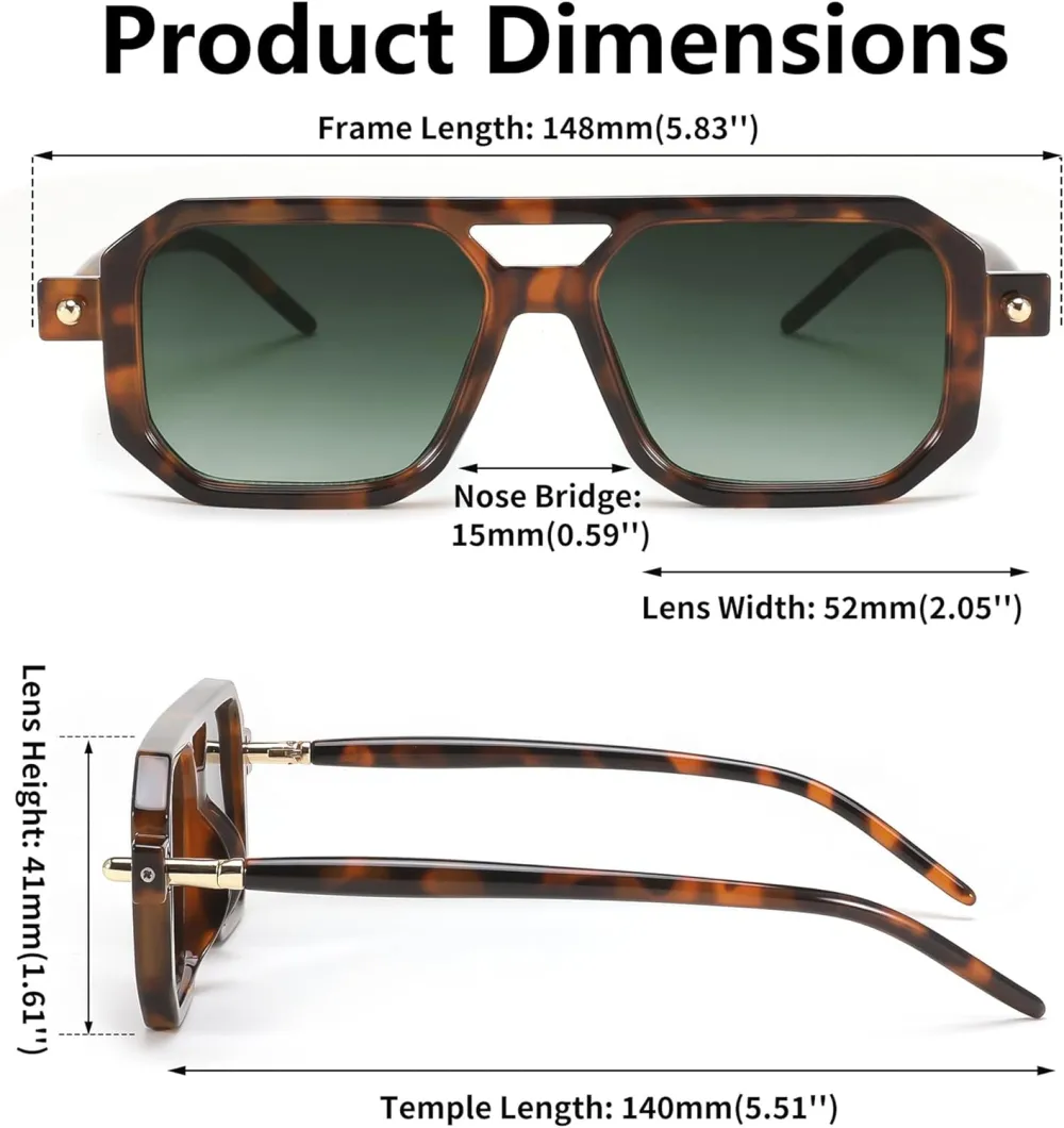 FEISEDY Vintage Square 70s Flat Aviator Sunglasses Women Men Classic Retro Stylish Frame UV400 Sunglasses B2622